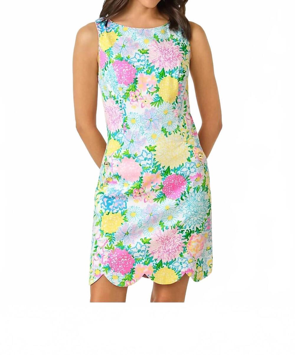 NEW LILLY PULITZER scallop shift dress in multi lilly garden